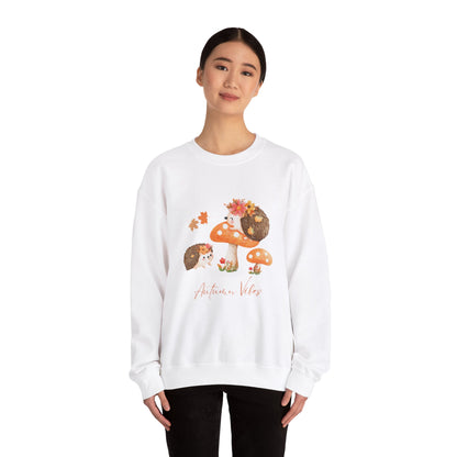 Autumn Vibes Unisex Crewneck Sweatshirt, Cozy Fall Sweater, Hedgehog Design, Perfect Gift for Nature Lovers, Seasonal Apparel, Casual