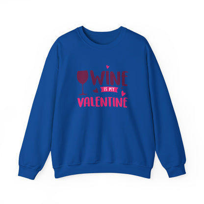 Wine is My Valentine Sweatshirt | Cozy Valentine's Day Gift, Cute Couples Apparel, Funny Wine Lover Sweater, Unisex Crewneck