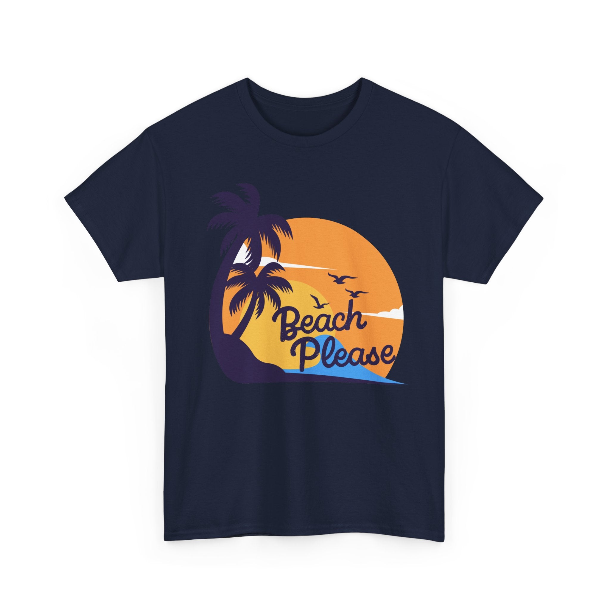 Beach Please Unisex Heavy Cotton Tee - Relaxed Summer Vibe, Perfect for Vacations, Beach Days, Casual Outfits, Gift for Beach Lovers