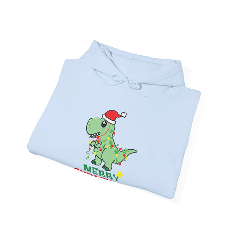 Dinosaur Christmas Hoodie, Merry Christmas Sweatshirt, Holiday Gift, Cute Dino Apparel, Unisex Pullover