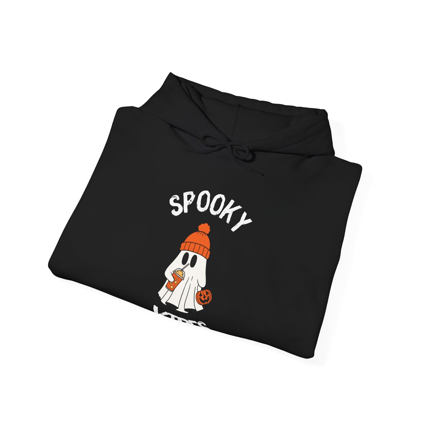 Spooky Vibes Unisex Heavy Blend™ Hooded Sweatshirt, Halloween Hoodie, Cozy Fall Sweatshirt, Ghost Graphic Pullover, Casual Autumn Wear,