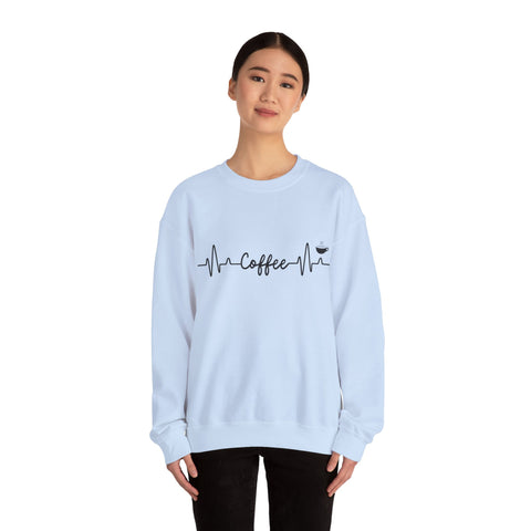 Coffee Heartbeat Crewneck Sweatshirt, Cozy Gift for Coffee Lovers, Unisex Pullover, Casual Wear, Perfect for Gifting