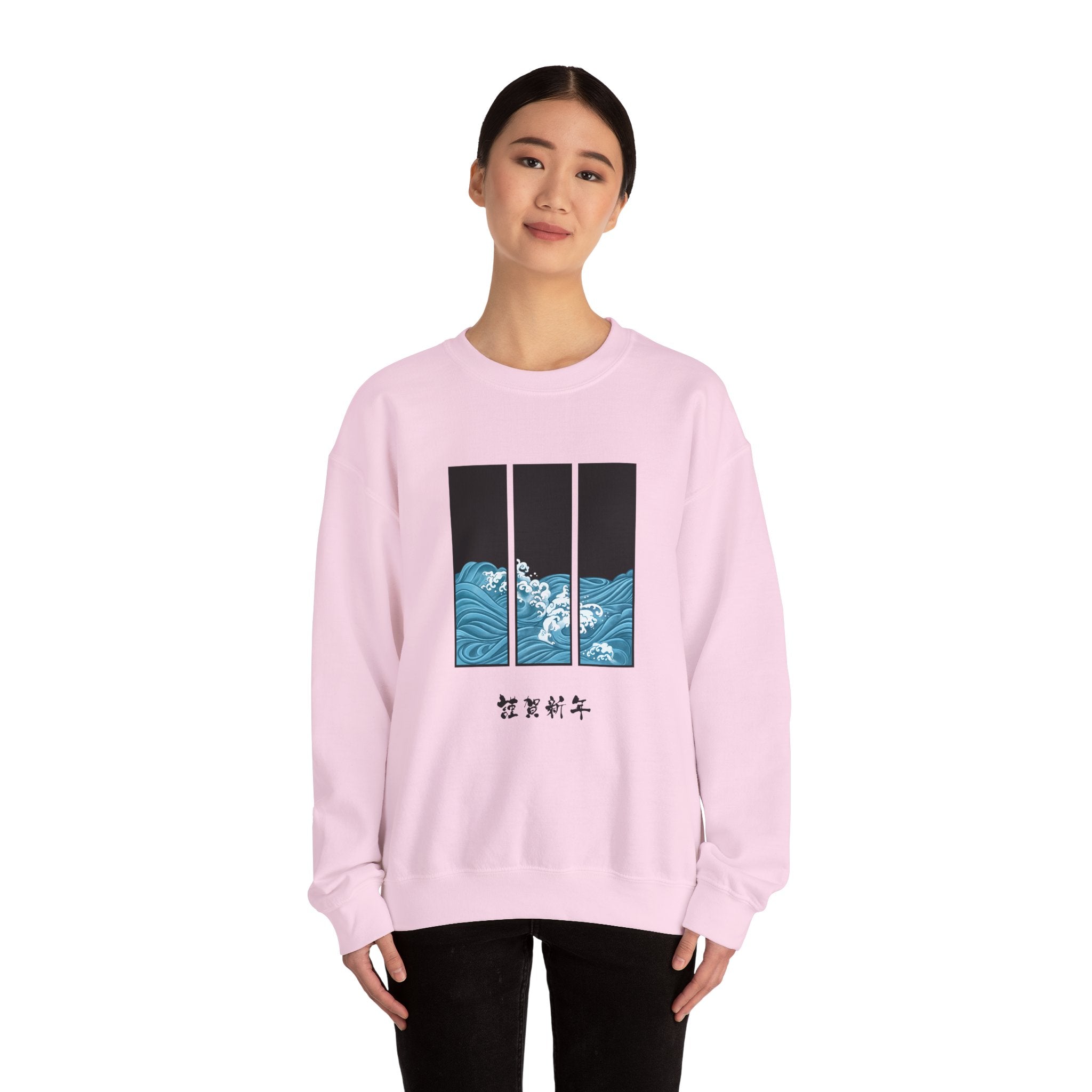 Japanese inspired Wave Art Unisex Crewneck Sweatshirt - Cozy Ocean Vibes, Perfect for Beach Lovers, Casual Wear, Summer Fashion