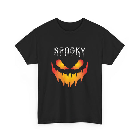 Spooky Halloween Tees, Unisex Heavy Cotton Tee for Fall, Ghostly Graphics Shirt, Halloween Apparel