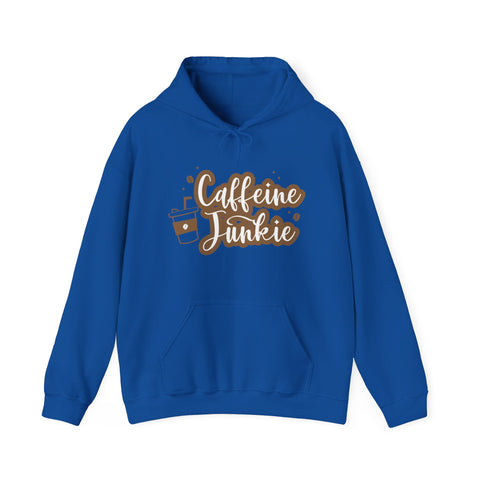 Caffeine Junkie Hoodie, Cozy Sweatshirt for Coffee Lovers, Gift for Baristas and Students, Perfect for Relaxing Evenings