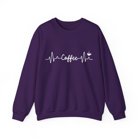 Coffee Heartbeat Crewneck Sweatshirt, Cozy Gift for Coffee Lovers, Unisex Pullover, Casual Wear, Perfect for Gifting