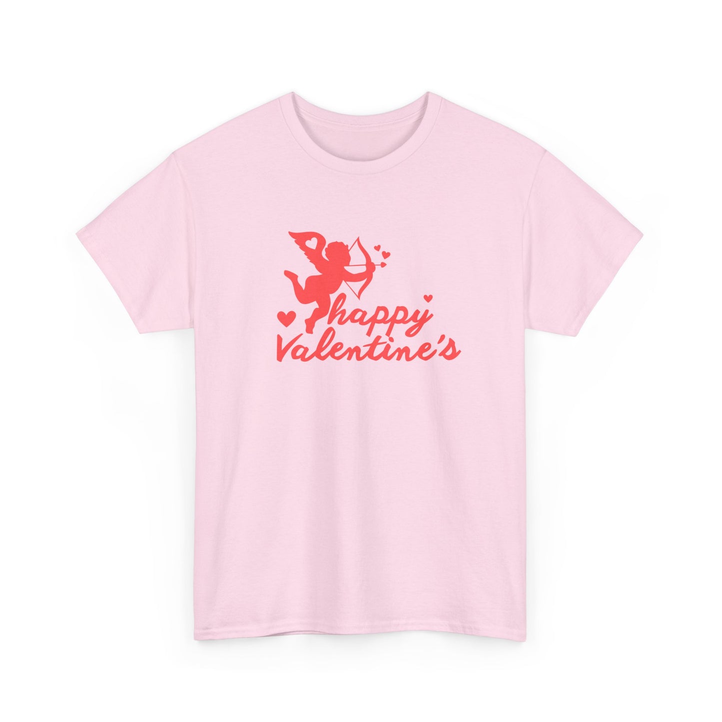 Happy Valentine's Unisex Heavy Cotton Tee, Cute Love Shirt, Valentine's Day Gift, Couple's Apparel, Heart Graphic Tee