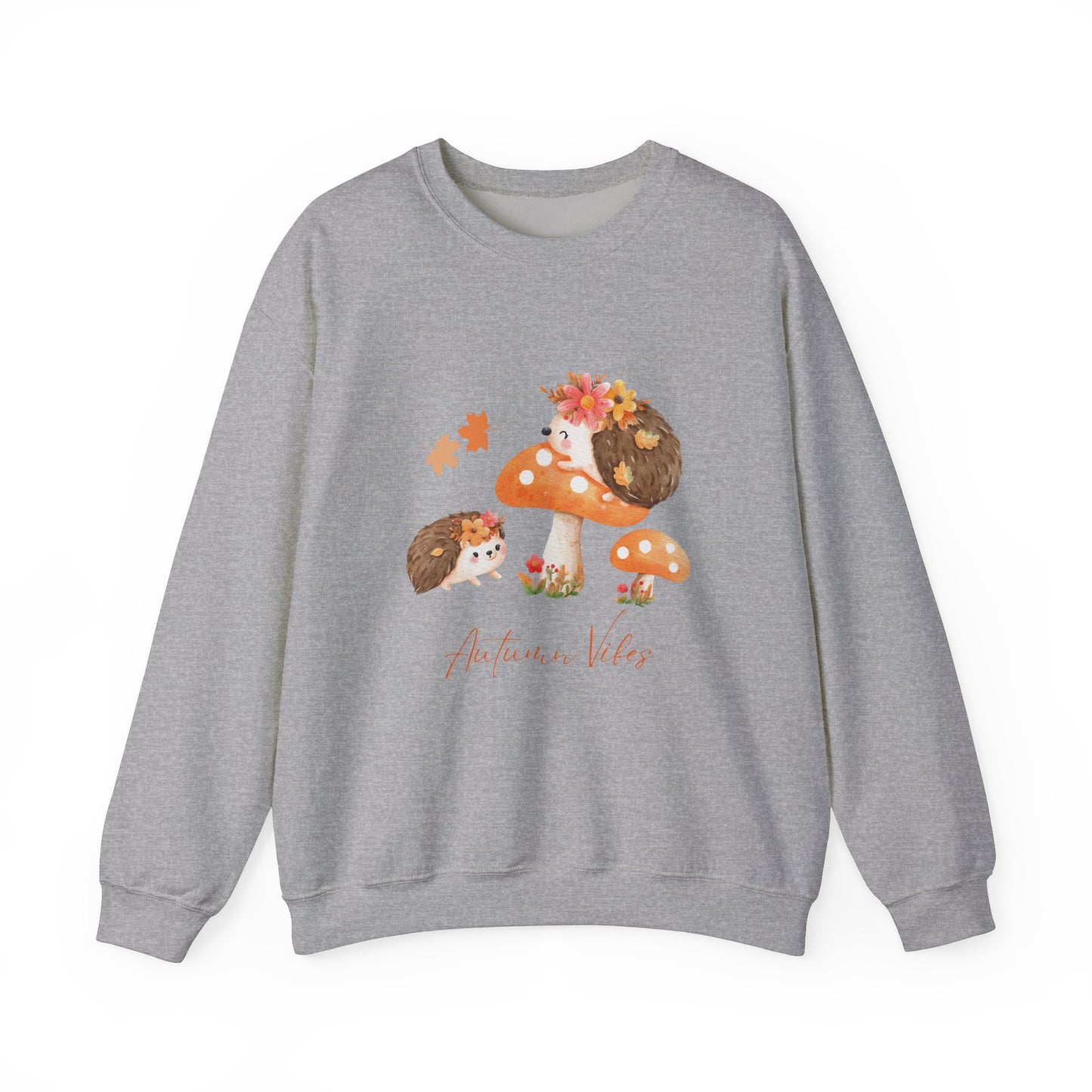 Autumn Vibes Unisex Crewneck Sweatshirt, Cozy Fall Sweater, Hedgehog Design, Perfect Gift for Nature Lovers, Seasonal Apparel, Casual