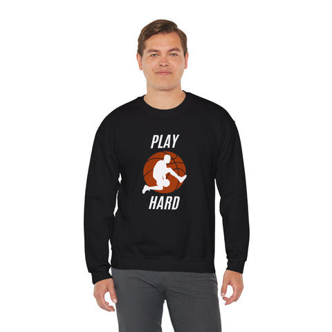 Play Hard Basketball Crewneck Sweatshirt, Unisex Sportswear, Active Lifestyle Sweatshirt, Perfect for Athletes and Coaches