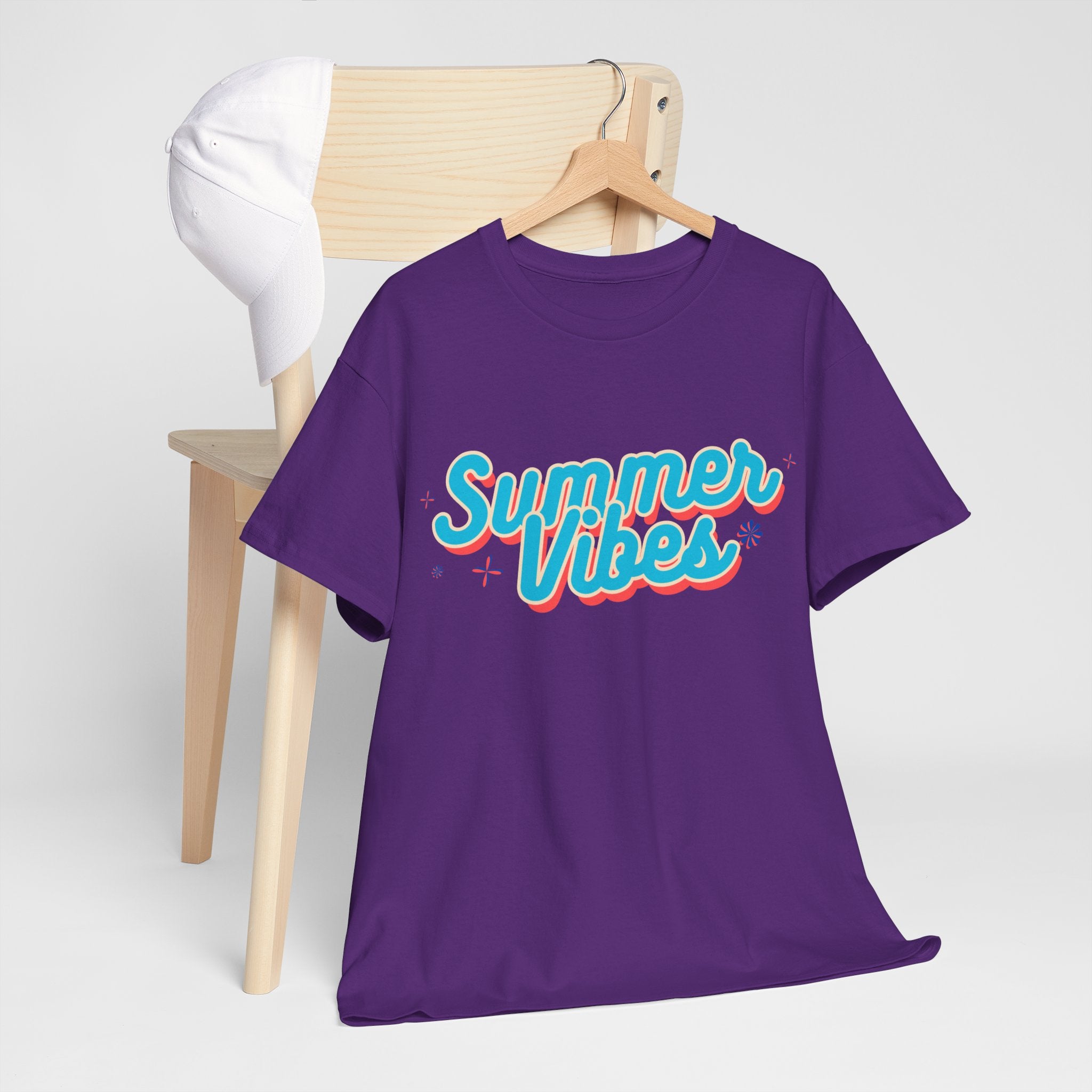 Summer Vibes Unisex Heavy Cotton Tee, Casual Summer Shirt, Beachwear, Gift for Friends, Vacation Essential, Fun Tee