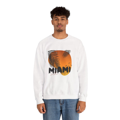 Miami Sunset Crewneck Sweatshirt, Beach Vibes Apparel, Unisex Casual Wear, Summer Fashion
