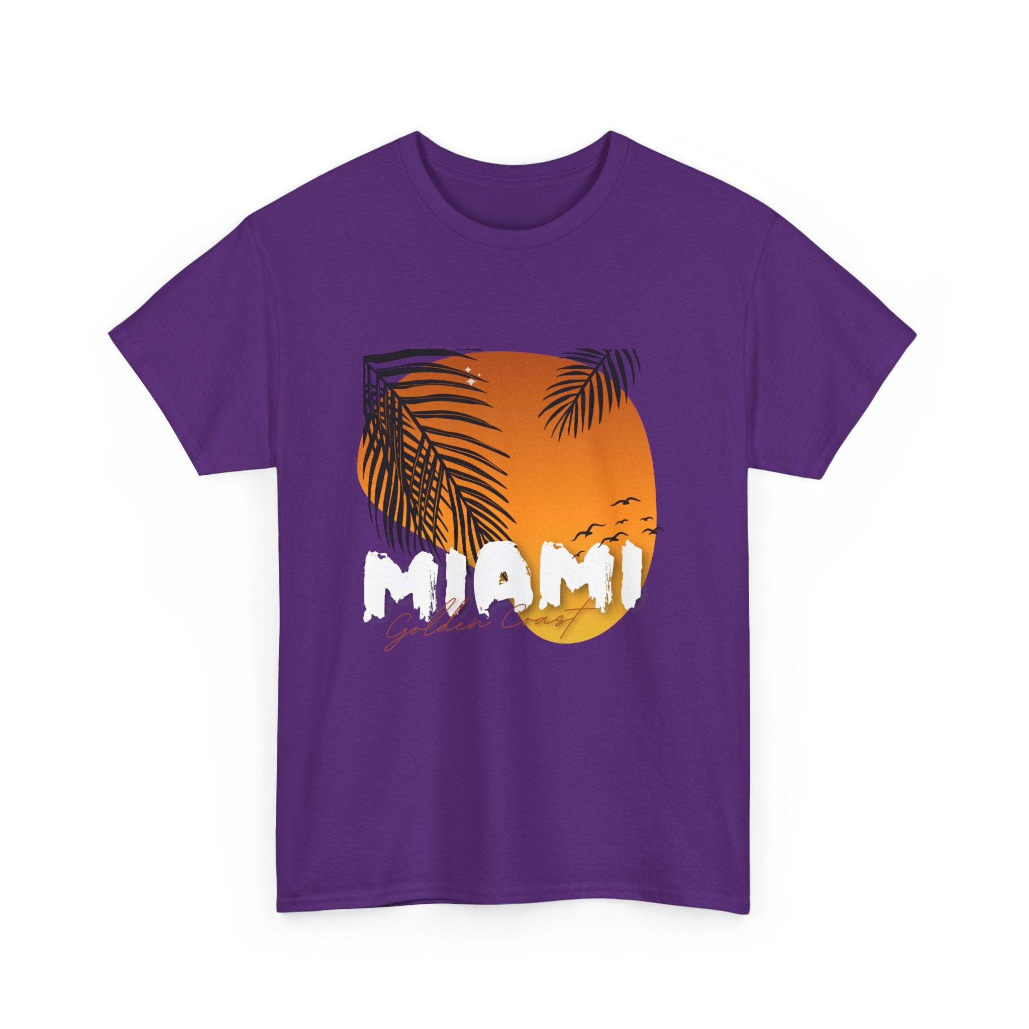 Miami Sunset Unisex Heavy Cotton Tee | Casual Summer T-Shirt, Relaxed Fit Shirt