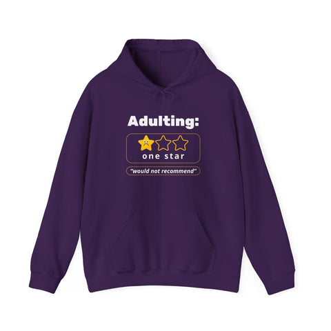 Funny Adulting Sweatshirt: Dark Humor Hoodie for Graduates, Gift for Birthdays, Minimalist Style, Review Themed Apparel