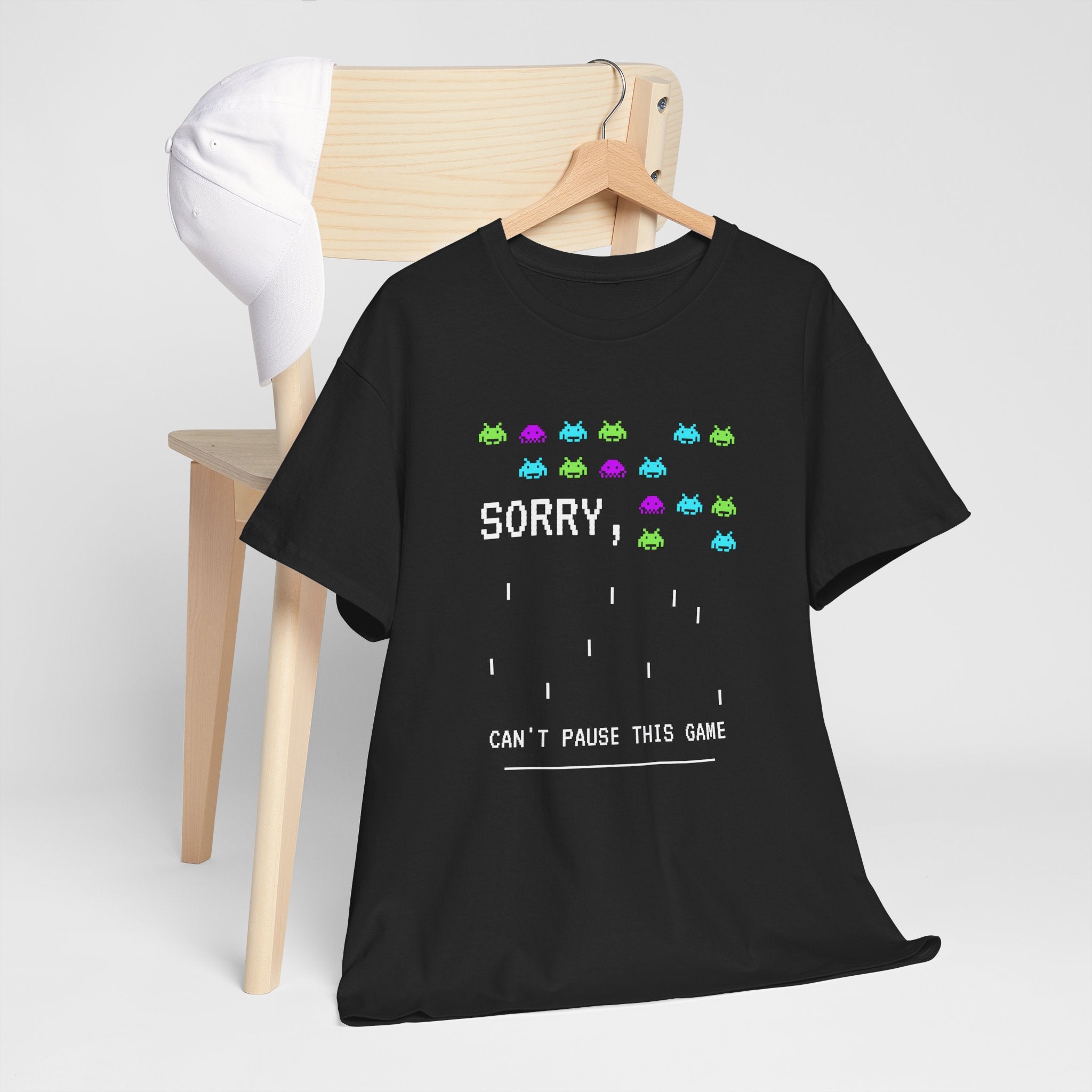 Retro Gamer Unisex Heavy Cotton Tee, Sorry Can't Pause This Game Shirt, Casual Wear T-Shirt, Fun Gaming Tee