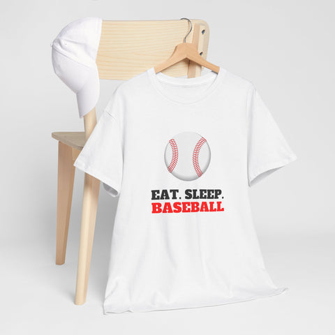 Eat Sleep Baseball Unisex Heavy Cotton Tee, Sports Fans, Gifts for Baseball Lovers, Casual Wear