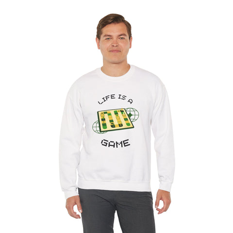 Game Board Life Is a Game Crewneck Sweatshirt, Casual Fun Gaming Sweatshirt