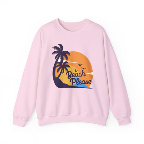 Beach Please Sweatshirt, Unisex Crewneck for Summer Vibes, Perfect for Vacations, Gifts, and Beach Days