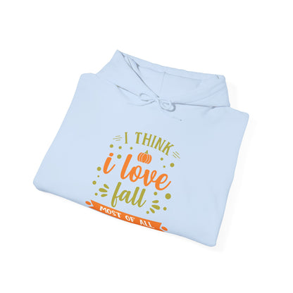 Cozy Fall Love Sweatshirt - I Think I Love Fall Most of All - Perfect for Autumn Days, Gift for Nature Lovers, Unisex Hoodie,