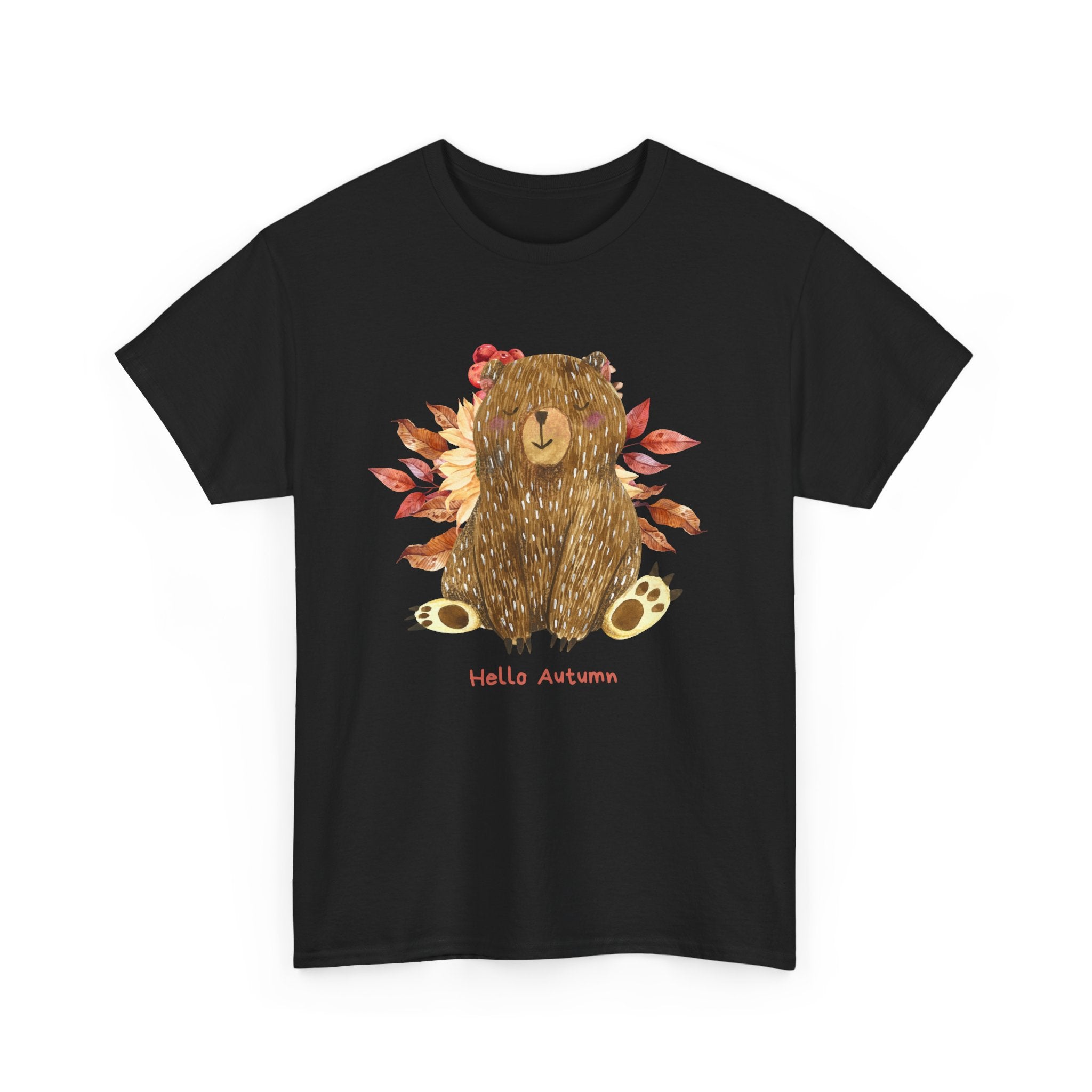 Cozy Autumn Bear Tee, Perfect for Fall Celebrations, Casual Wear, Unisex Cotton T-Shirt, Cute Autumn Apparel