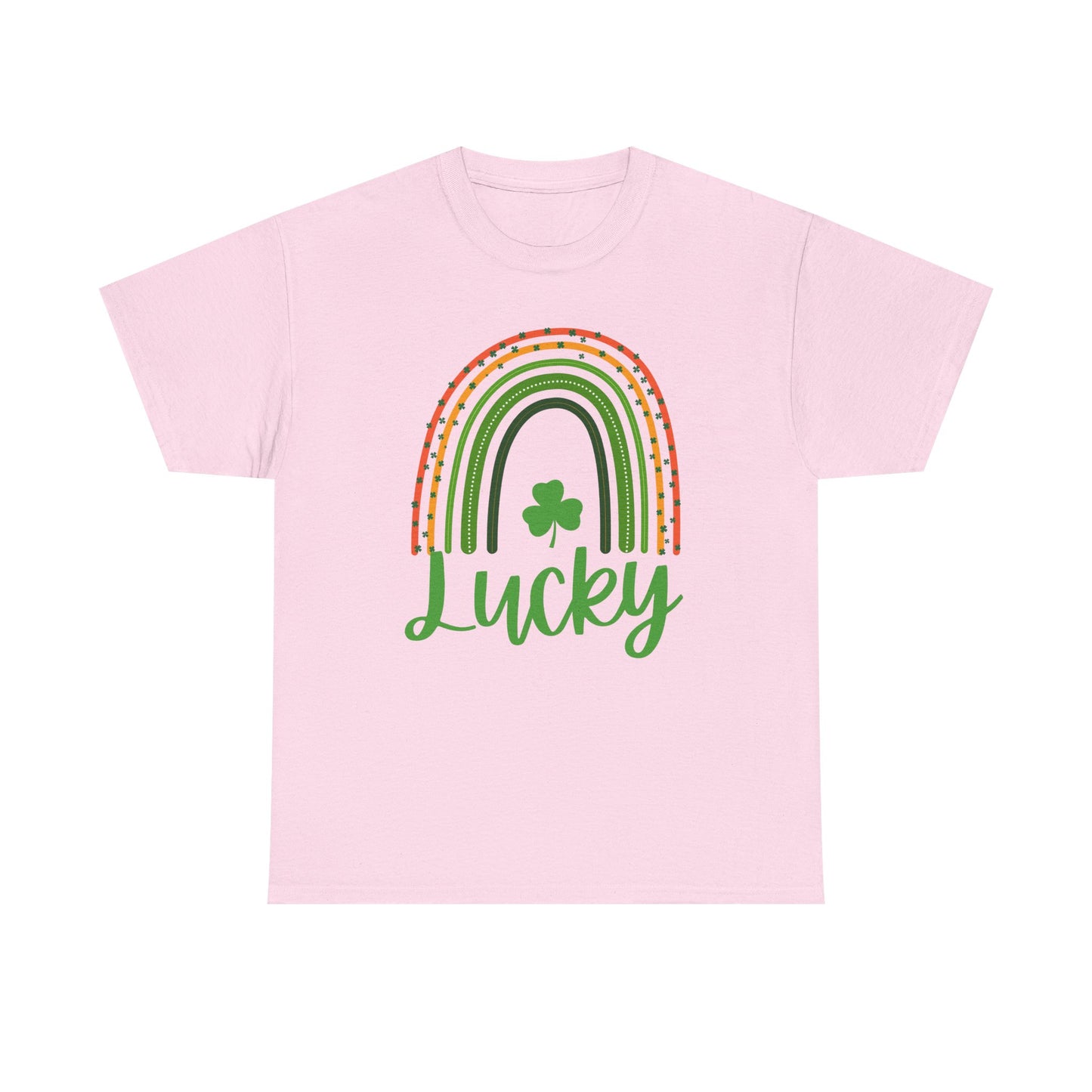 Lucky Rainbow Unisex Heavy Cotton Tee, St Patrick's Day Shirt, Gift for Friends, Everyday Tee, Casual Wear, Feel Good Fashion