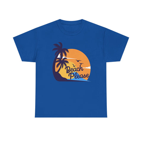 Beach Please Unisex Heavy Cotton Tee - Relaxed Summer Vibe, Perfect for Vacations, Beach Days, Casual Outfits, Gift for Beach Lovers