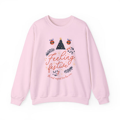 Feeling Festive Sweatshirt, Cozy Winter Apparel, Holiday Gift, Unisex Crewneck, Christmas Sweatshirt, Family Gathering Outfit