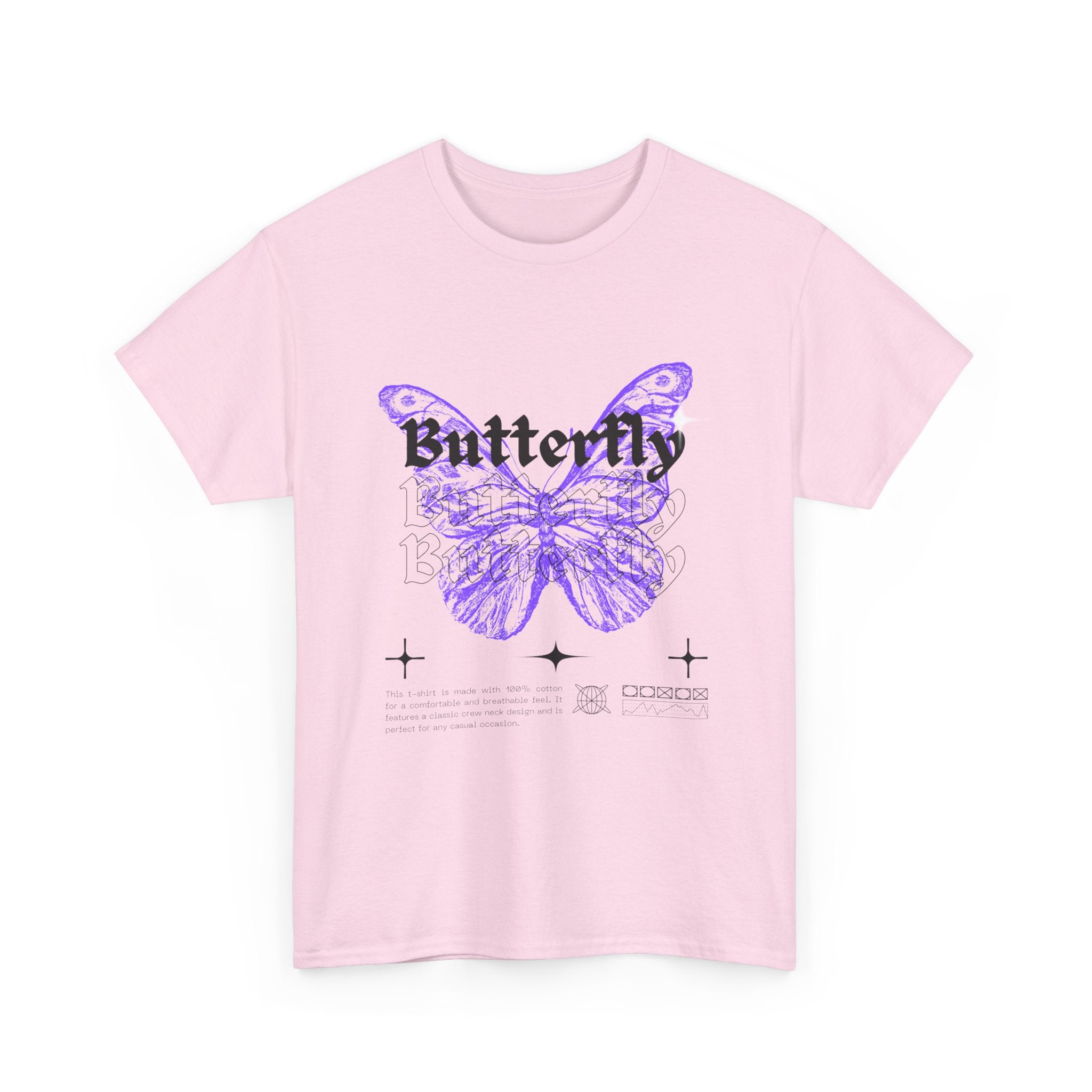 Butterfly Graphic Tee - Unisex Heavy Cotton T-Shirt, Nature Lover Gift, Casual Streetwear, Trendy Outfit, Spring Fashion