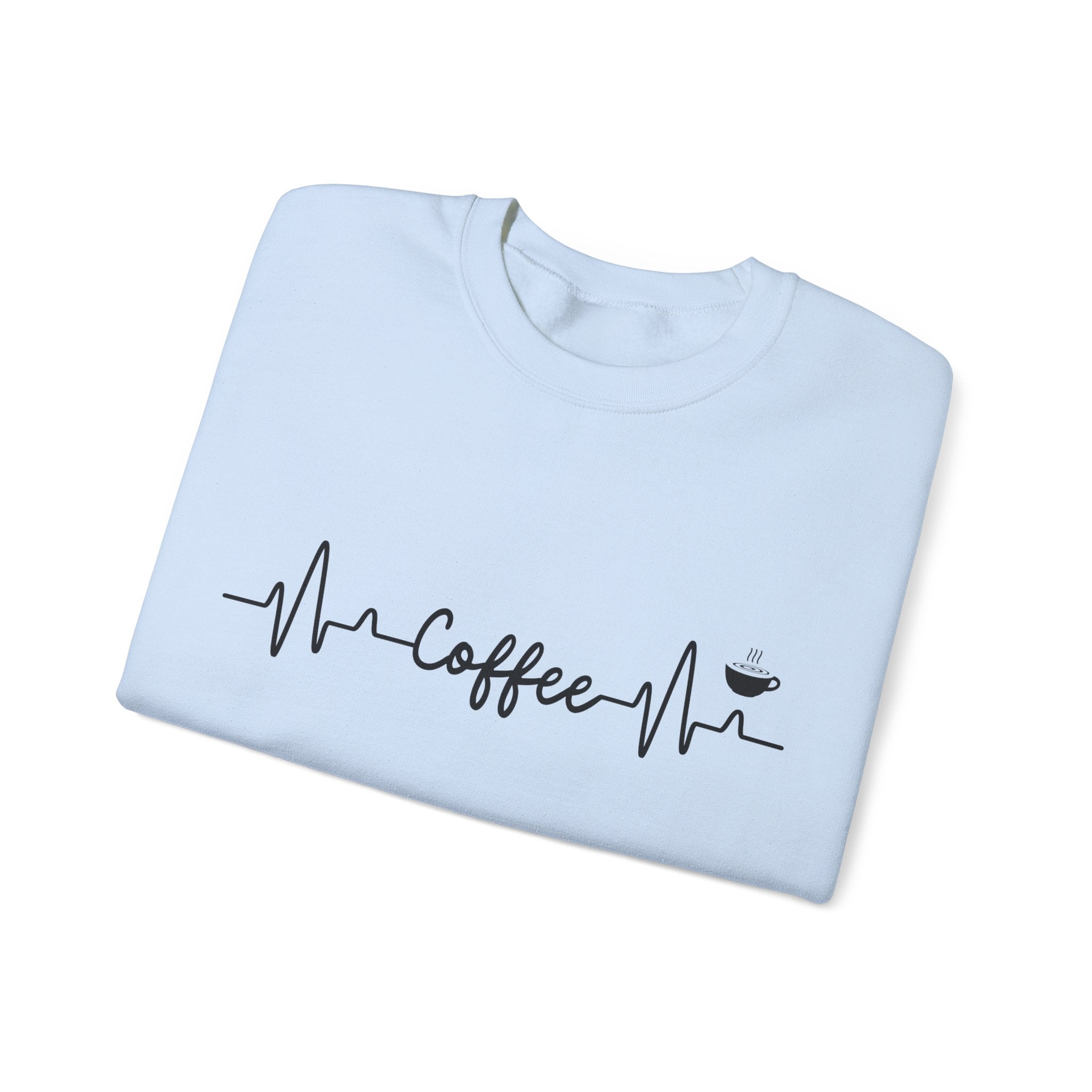 Coffee Heartbeat Crewneck Sweatshirt, Cozy Gift for Coffee Lovers, Unisex Pullover, Casual Wear, Perfect for Gifting