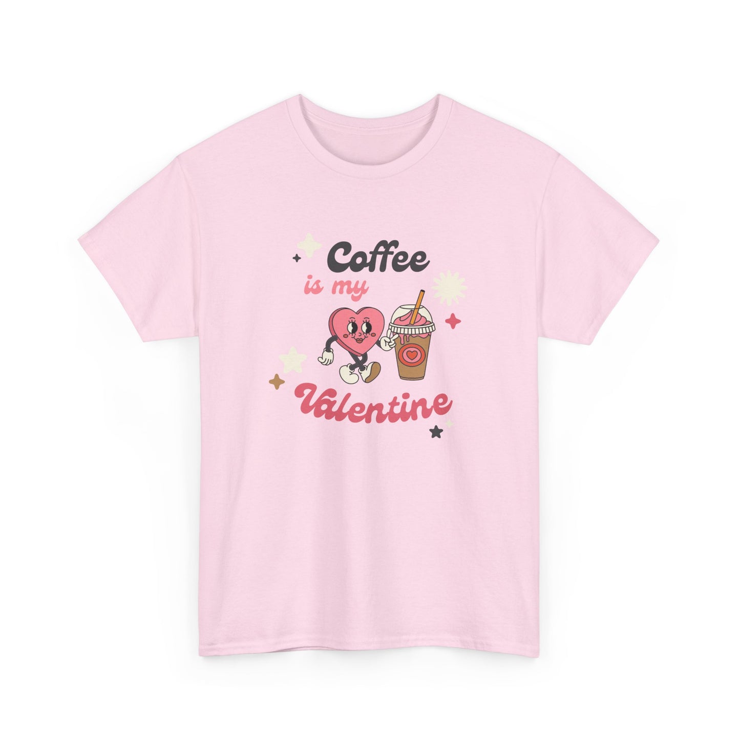 Coffee is My Valentine Unisex Heavy Cotton Tee, Cute Coffee Lover's Shirt, Valentine's Day Gift, Casual Lounge Wear, Fun T-Shirt