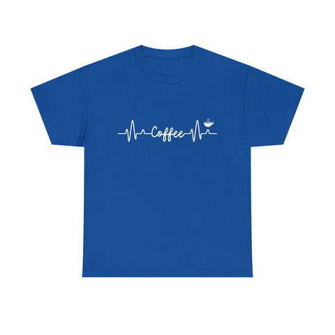 Coffee Heartbeat Unisex Tee, Ideal for Coffee Lovers, Birthday Gift, Casual Wear, Everyday Comfort, Coffee Tee Shirt, Coffee Lover Shirt,