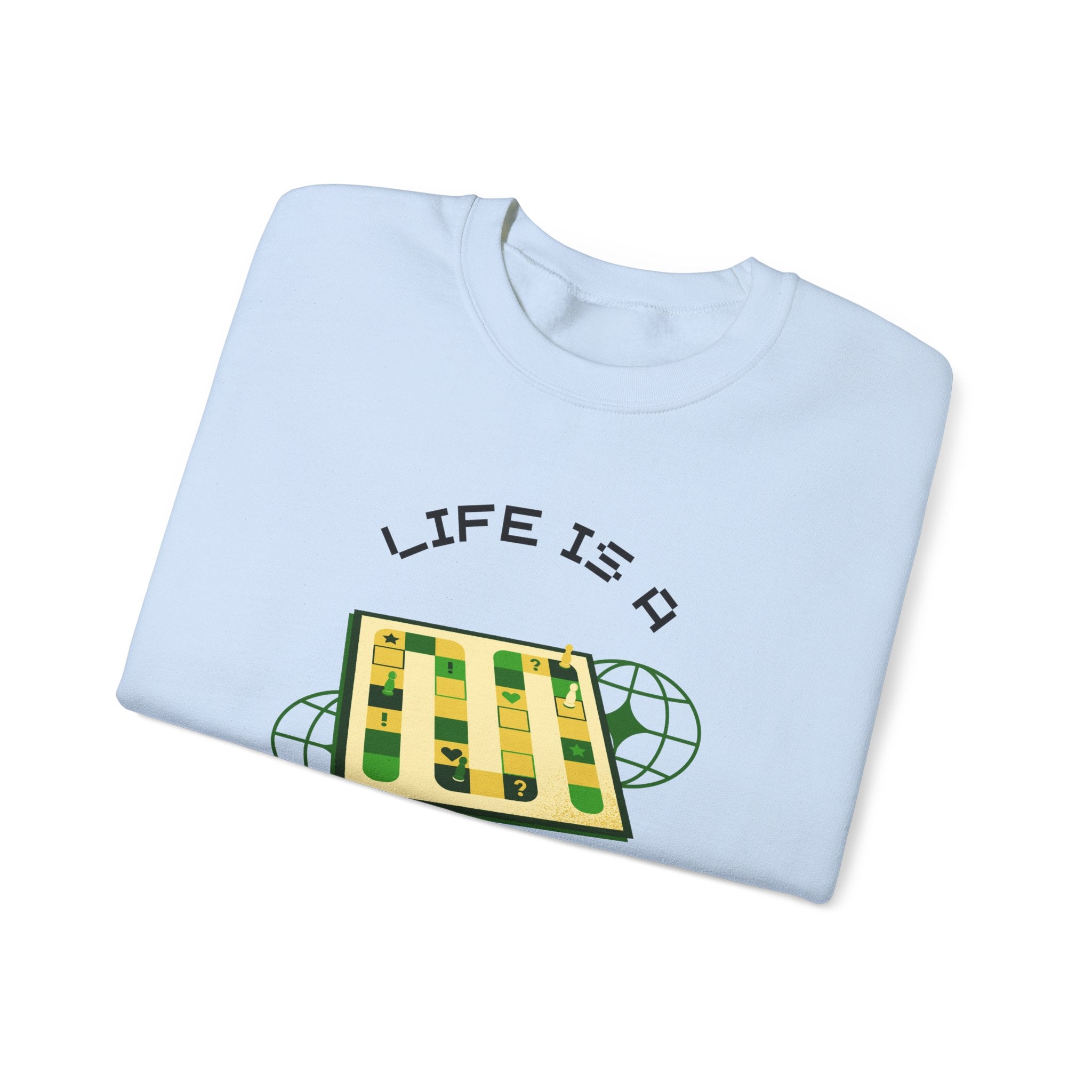 Game Board Life Is a Game Crewneck Sweatshirt, Casual Fun Gaming Sweatshirt
