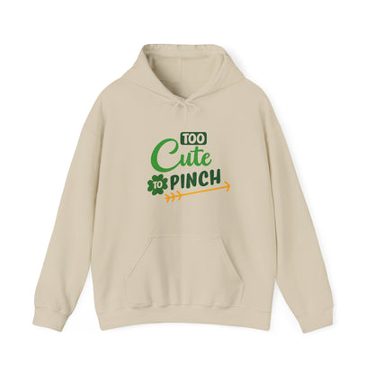 Too Cute to Pinch Hoodie Sweatshirt, Unisex St Patrick's Day Gift, Funny Teen's Pullover, Green Shamrock Jumper, Gift for Her