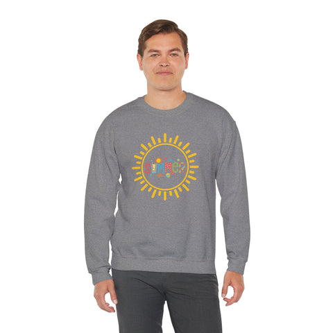Cheerful Summer Sun Sweatshirt, Cozy Crewneck, Unisex Pullover, Vacation Wear