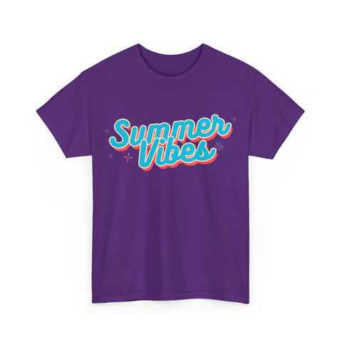Summer Vibes Unisex Heavy Cotton Tee, Casual Summer Shirt, Beachwear, Gift for Friends, Vacation Essential, Fun Tee