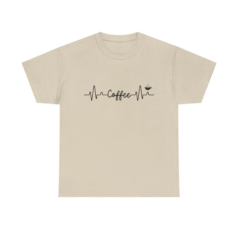 Coffee Heartbeat Unisex Tee, Ideal for Coffee Lovers, Birthday Gift, Casual Wear, Everyday Comfort, Coffee Tee Shirt, Coffee Lover Shirt,