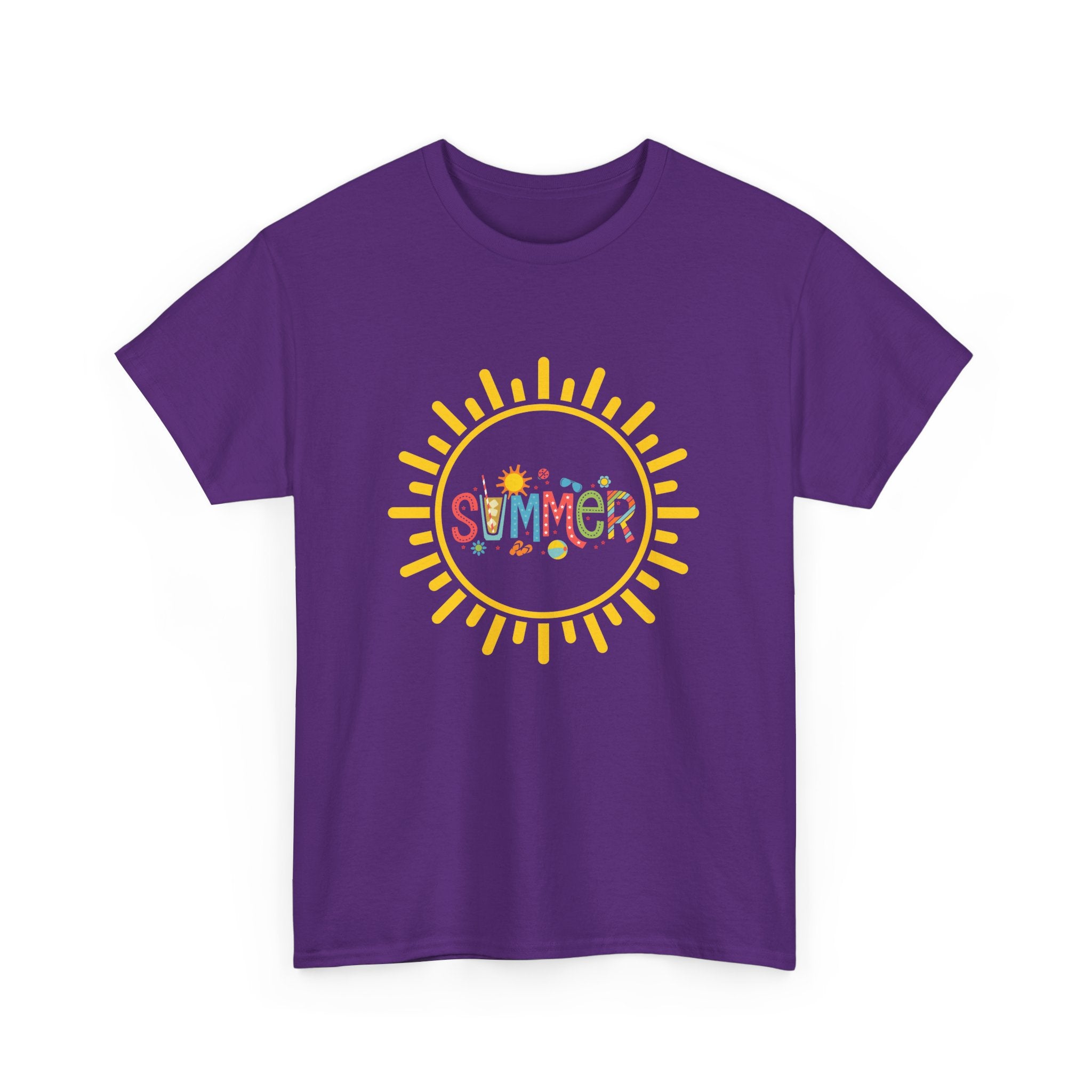 Summer Vibes Unisex Heavy Cotton Tee, Casual Summer Shirt, Retro Sunshine Tee