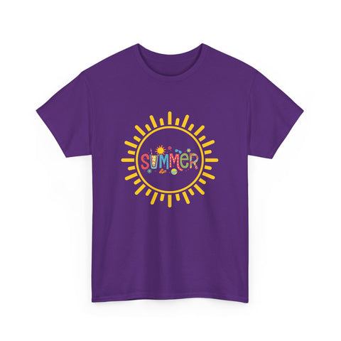 Summer Vibes Unisex Heavy Cotton Tee, Casual Summer Shirt, Retro Sunshine Tee
