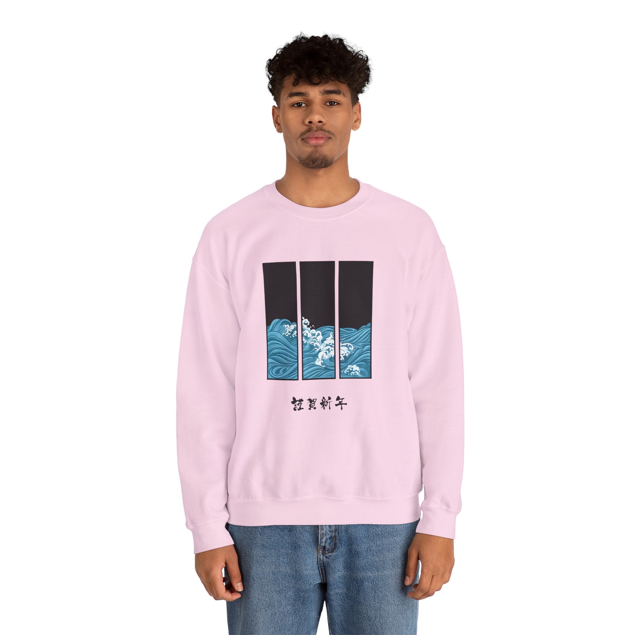 Japanese inspired Wave Art Unisex Crewneck Sweatshirt - Cozy Ocean Vibes, Perfect for Beach Lovers, Casual Wear, Summer Fashion