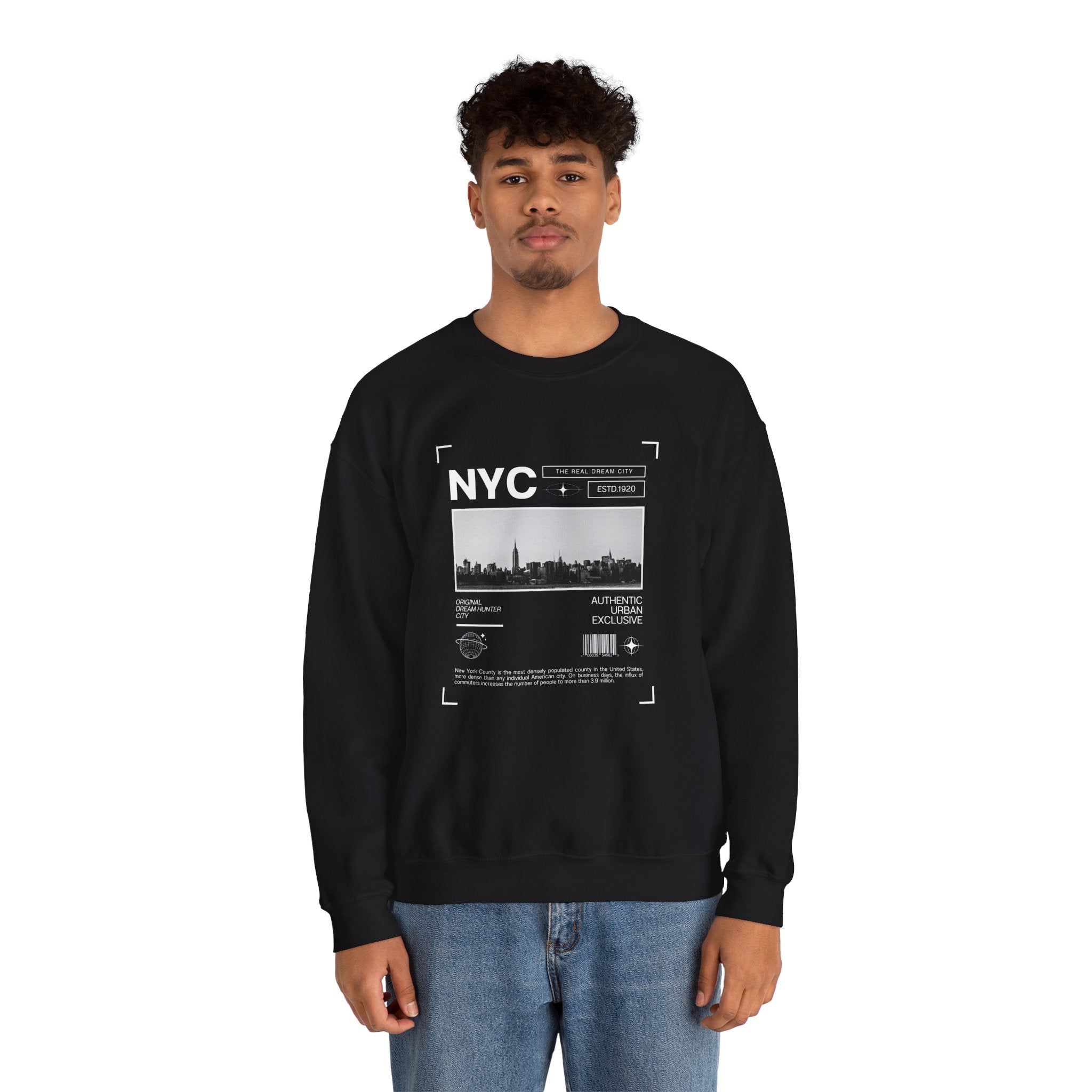NYC Graphic Crewneck Sweatshirt - Urban Streetwear Pullover, Gift for Travelers, Unisex Sweatshirt