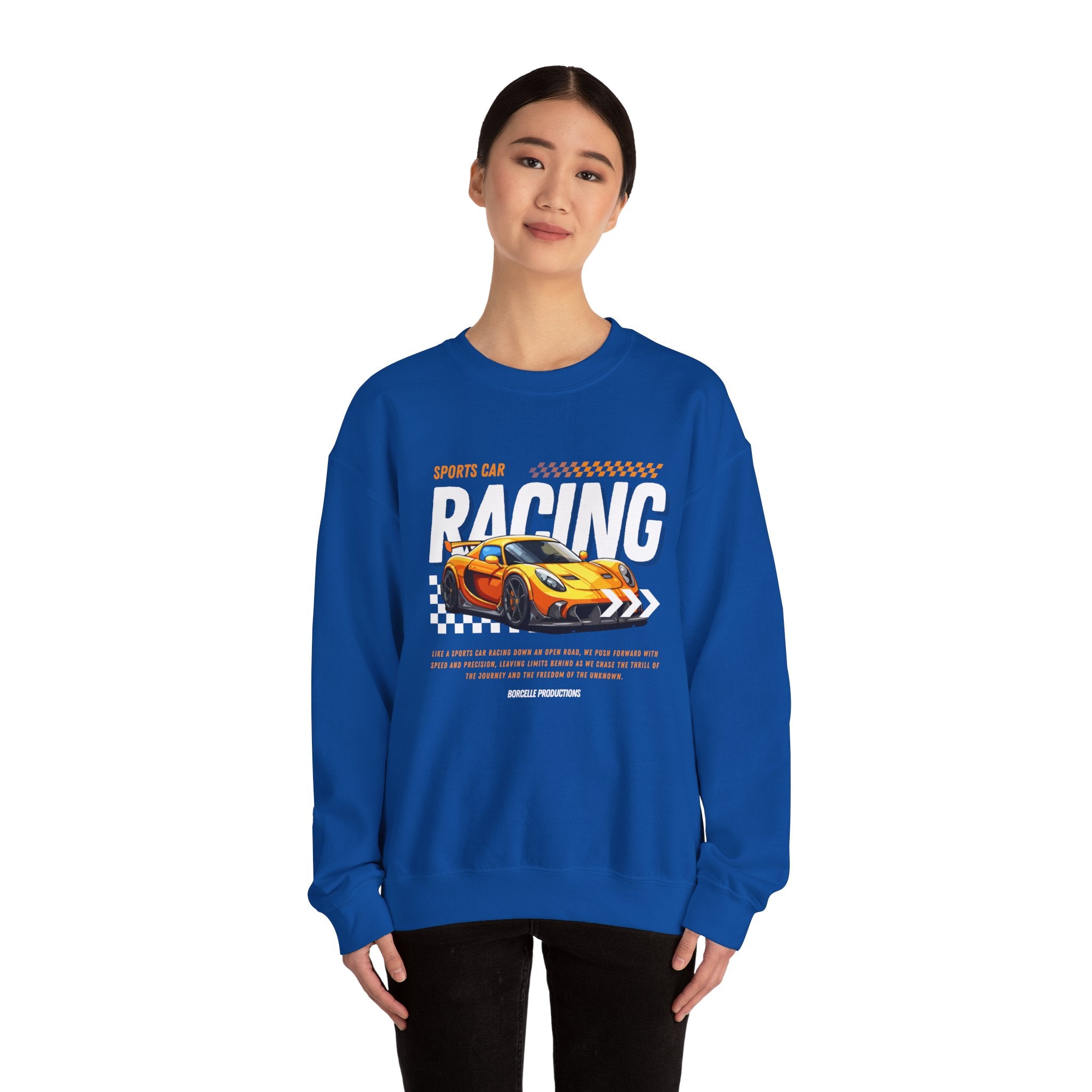 Sporty Racing Sweatshirt for Car Enthusiasts, Unisex Crewneck Pullover, Perfect for Racing Events, Casual Wear