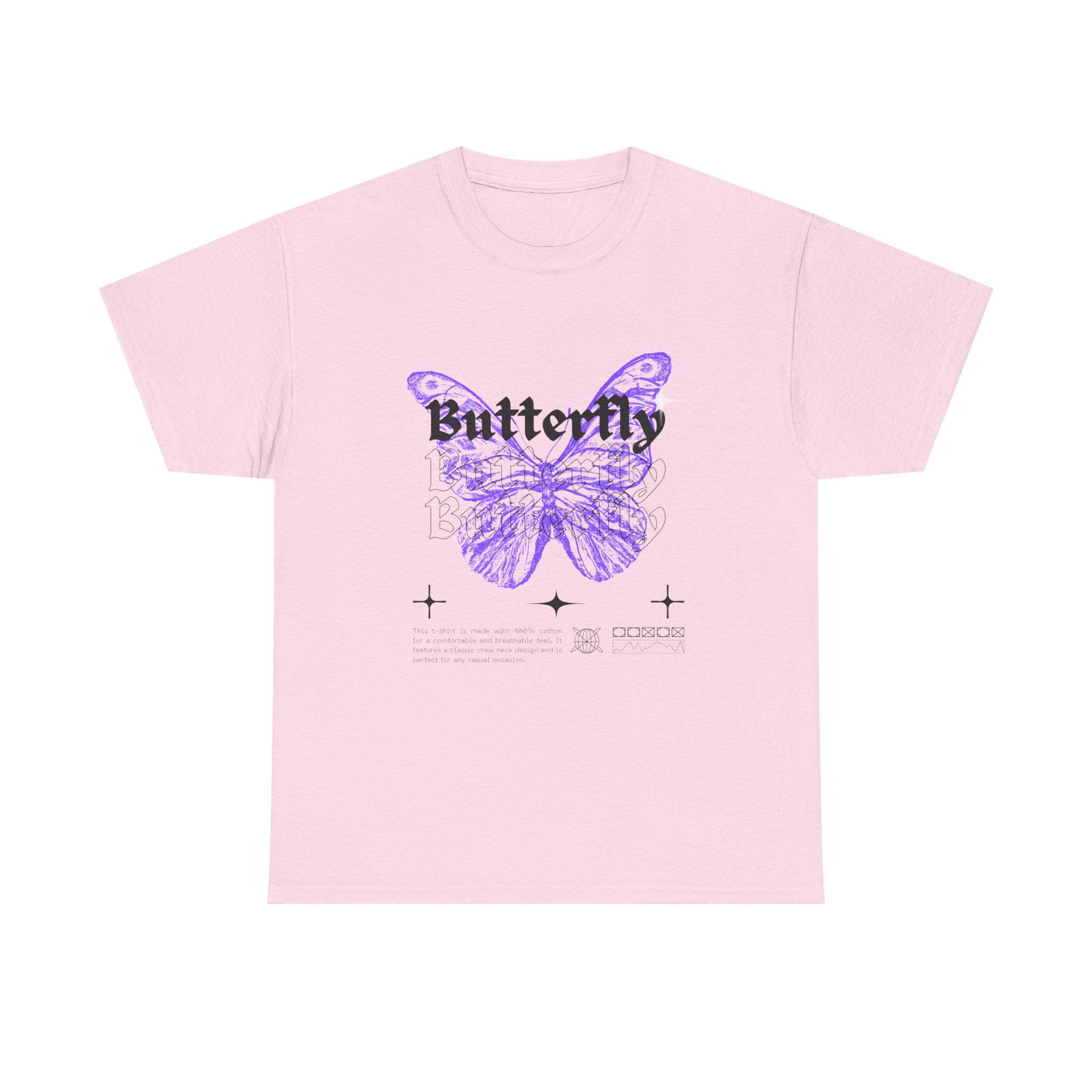 Butterfly Graphic Tee - Unisex Heavy Cotton T-Shirt, Nature Lover Gift, Casual Streetwear, Trendy Outfit, Spring Fashion