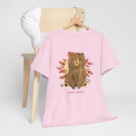 Cozy Autumn Bear Tee, Perfect for Fall Celebrations, Casual Wear, Unisex Cotton T-Shirt, Cute Autumn Apparel