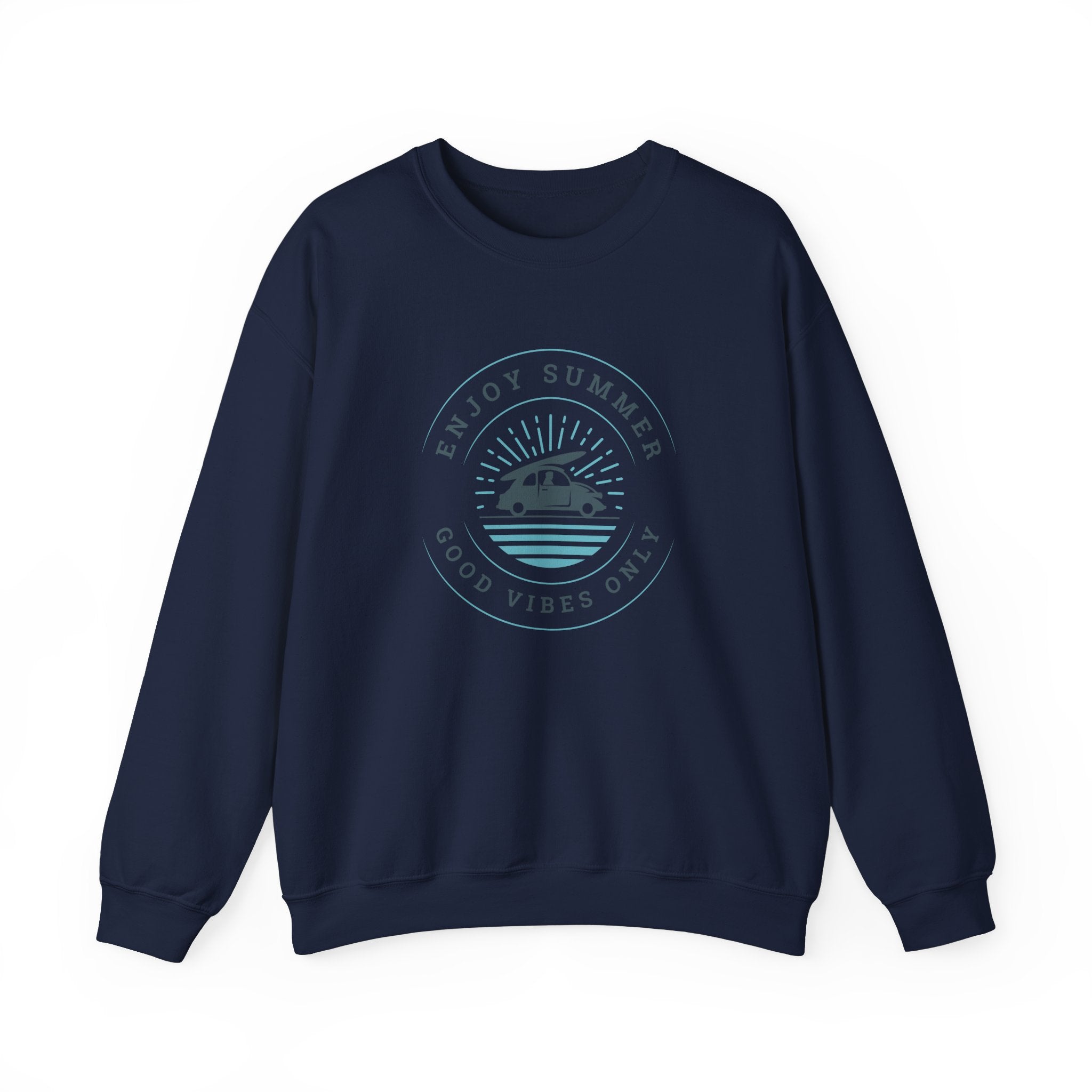 Enjoy Summer Good Vibes Crewneck Sweatshirt, Unisex Summer Apparel, Casual Layering, Beach Day Outfit, Gift for Travel Lovers