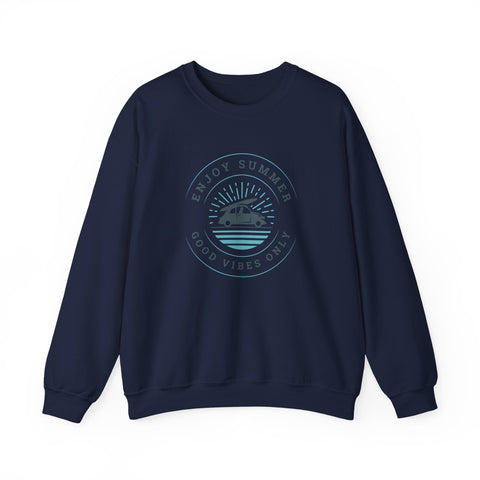 Enjoy Summer Good Vibes Crewneck Sweatshirt, Unisex Summer Apparel, Casual Layering, Beach Day Outfit, Gift for Travel Lovers