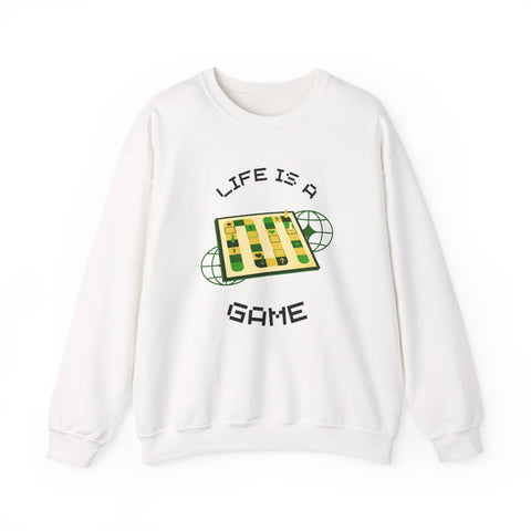Game Board Life Is a Game Crewneck Sweatshirt, Casual Fun Gaming Sweatshirt