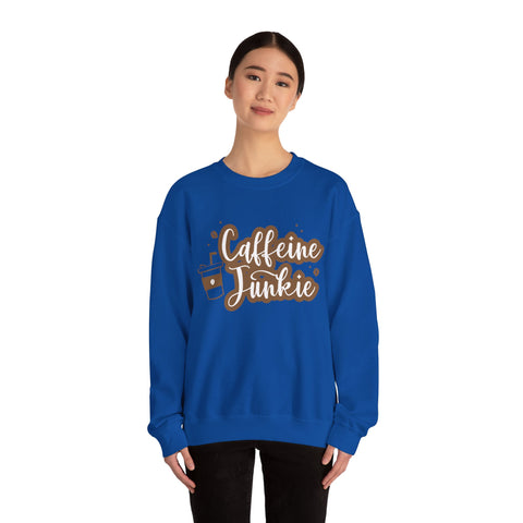 Caffeine Junkie Crewneck Sweatshirt | Cozy Gift for Coffee Lovers, Perfect for Fall, Everyday Wear, Casual Style, Gift for Her
