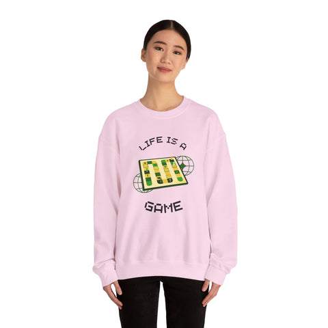 Game Board Life Is a Game Crewneck Sweatshirt, Casual Fun Gaming Sweatshirt