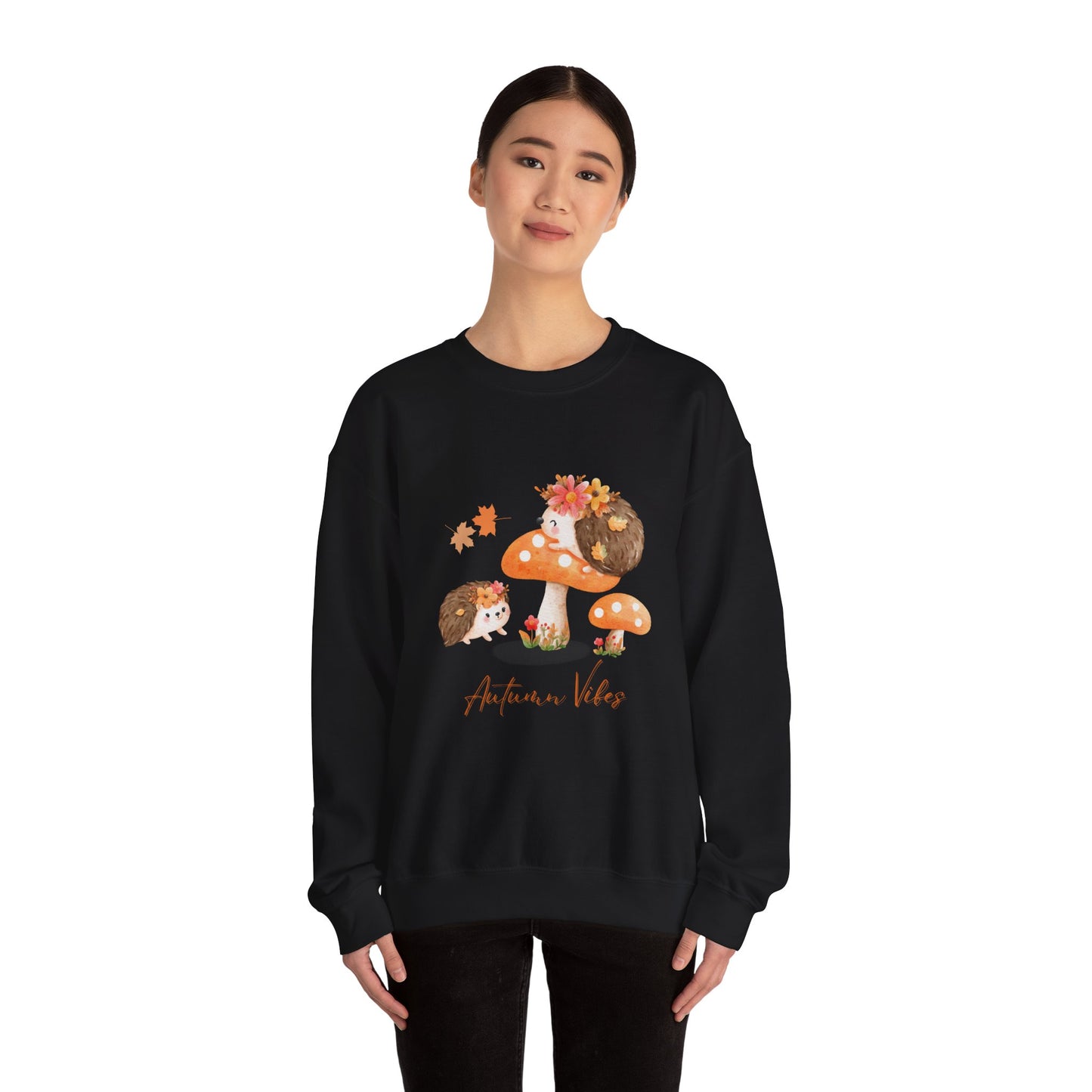 Autumn Vibes Unisex Crewneck Sweatshirt, Cozy Fall Sweater, Hedgehog Design, Perfect Gift for Nature Lovers, Seasonal Apparel, Casual