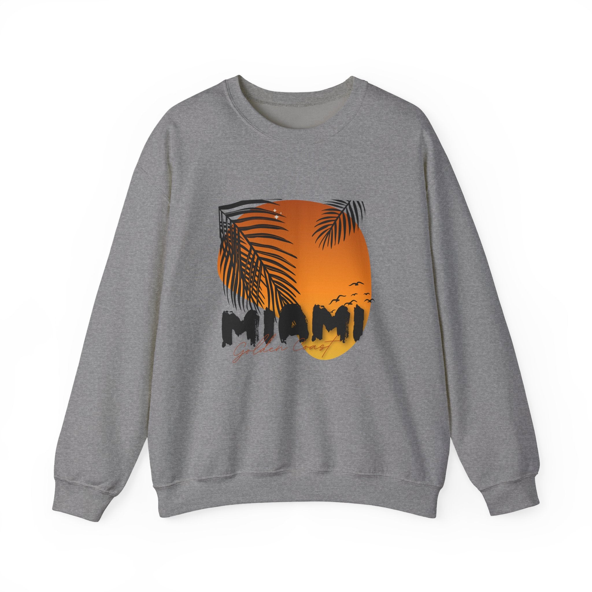 Miami Sunset Crewneck Sweatshirt, Beach Vibes Apparel, Unisex Casual Wear, Summer Fashion