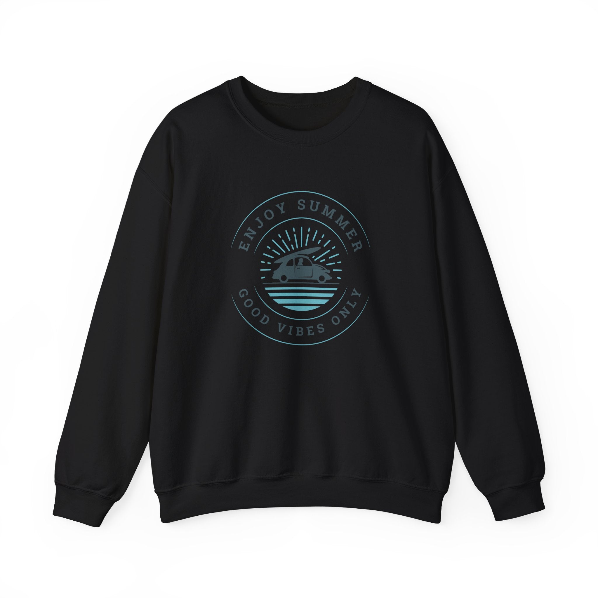 Enjoy Summer Good Vibes Crewneck Sweatshirt, Unisex Summer Apparel, Casual Layering, Beach Day Outfit, Gift for Travel Lovers